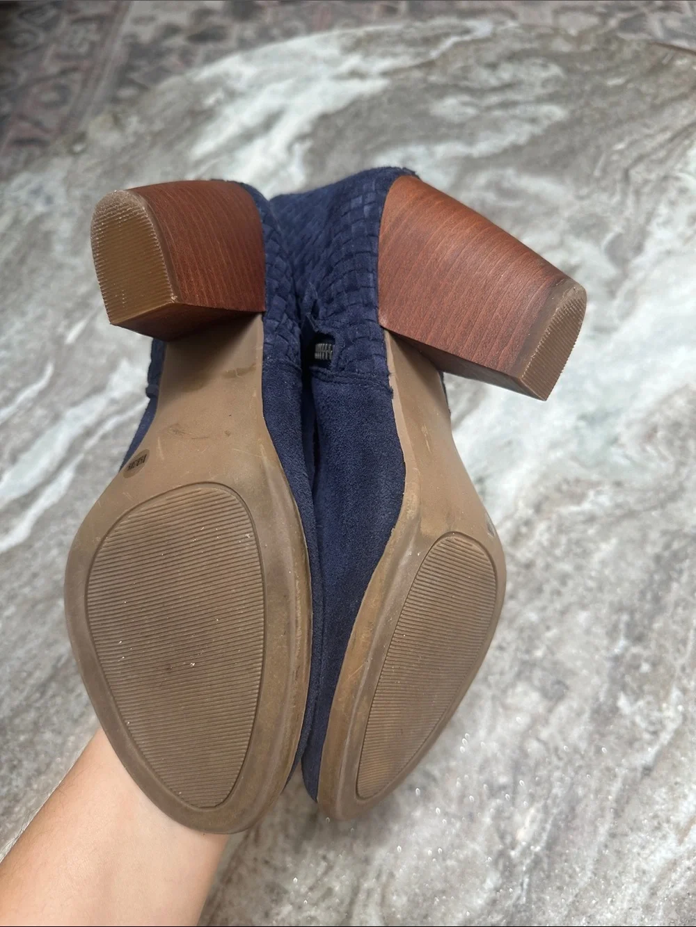 Sole Society Zada Woven Suede Ankle Bootie  Boots Blue Boho-Chic Western Sz 8.5